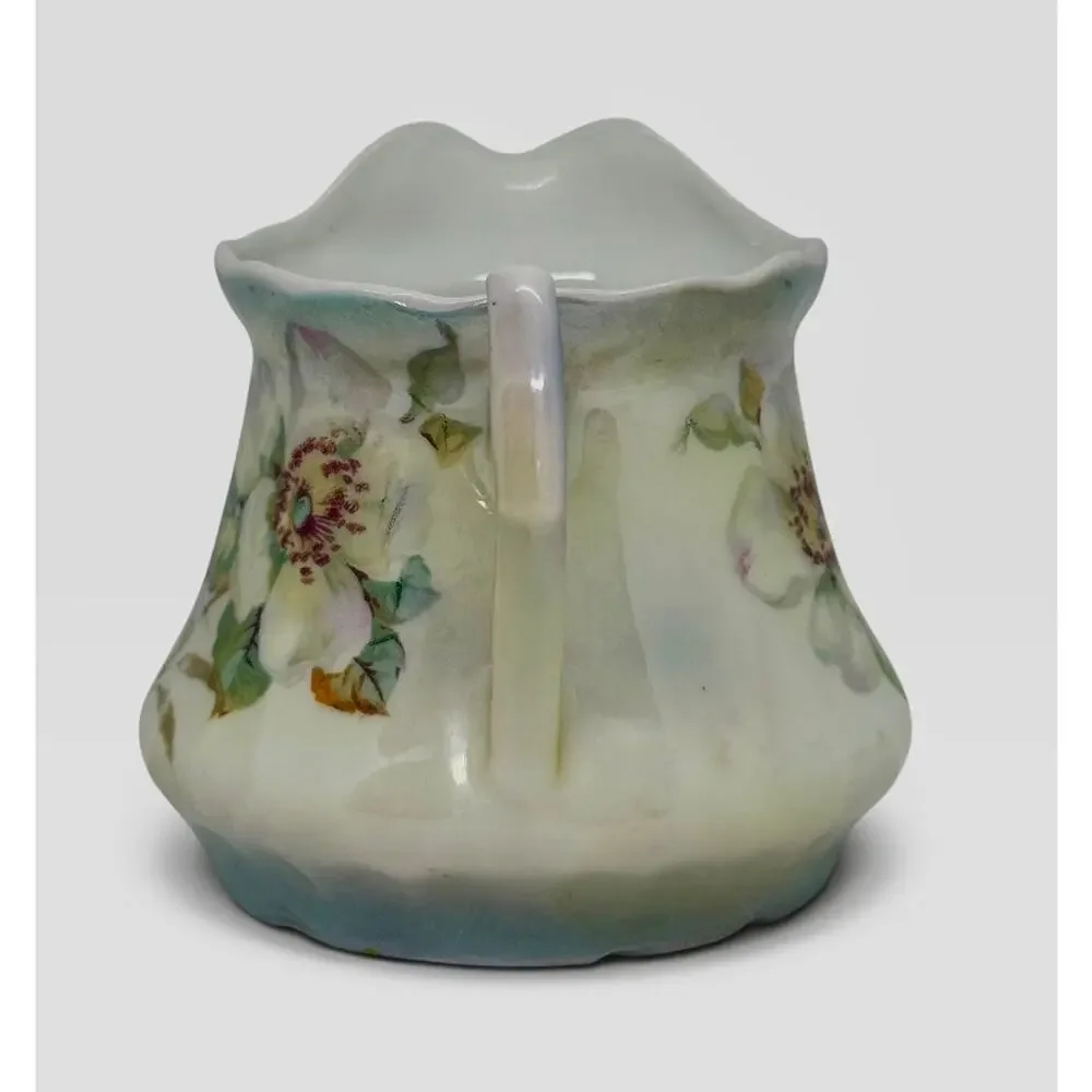 Vintage Bavarian Porcelain Creamer Hand-Painted Floral Body Red Germany Mark